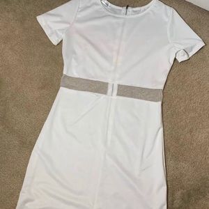 White mesh stomach bodycon dress!!